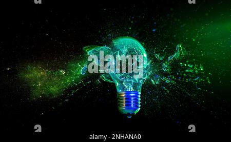 abstract light bulb background, blue and green. Stock Photo