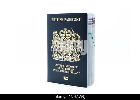 British Passport UK Passport UK British passport blue new british passport new uk passport uk blue passport cutout passport white background0908- Stock Photo