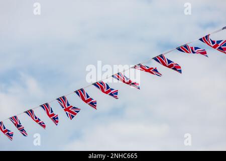 Union Jack Bunting Blowing in the Wind Stock Photo