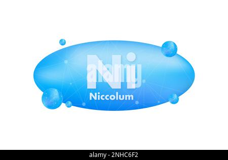 Mineral Ni Niccolum blue shining pill capsule icon. Vector stock ...