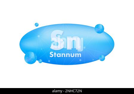 Mineral Sn Stannum blue shining pill capsule icon. Vector stock illustration Stock Vector