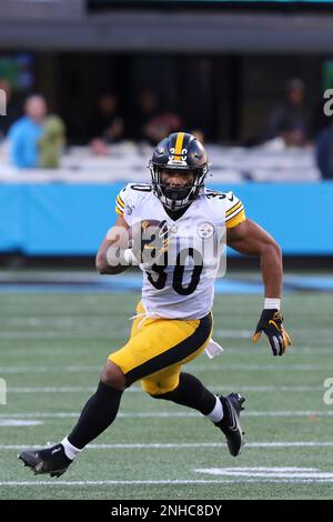 CHARLOTTE, NC - DECEMBER 18: Pittsburgh Steelers running back Derek Watt  (44) during an NFL football game between the Pittsburg Steelers and the  Carolina Panthers on December 18, 2022 at Bank of