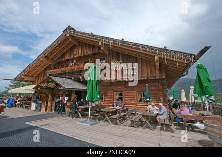 Riese Haunold Hutte (Giant Baranci Hut, 1493 mt) in Baranci mountain, San Candido (Innichen), Pusteria Valley, Trentino-Alto Adige, Italy Stock Photo