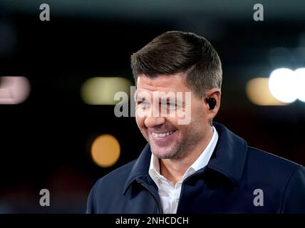 Former Liverpool player Steven Gerrard ahead of the Champions League round of 16 match at Anfield, Liverpool. Picture date: Tuesday February 21, 2023. Stock Photo