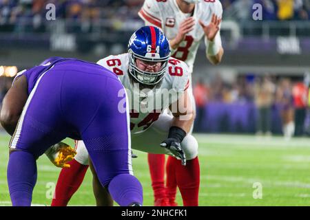 Mark Glowinski of the New York Giants lines up against the