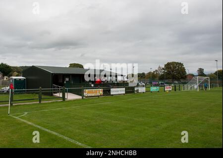 GUILSFIELD, WALES - 23 October 2021: JD Cymru North league fixture between Guilsfield FC & Colwyn Bay FC, Clos Mytton Stadium, Guilsfield, Wales, 23rd Stock Photo