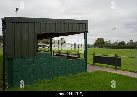 GUILSFIELD, WALES - 23 October 2021: JD Cymru North league fixture between Guilsfield FC & Colwyn Bay FC, Clos Mytton Stadium, Guilsfield, Wales, 23rd Stock Photo