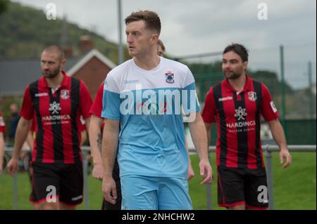 GUILSFIELD, WALES - 23 October 2021: JD Cymru North league fixture between Guilsfield FC & Colwyn Bay FC, Clos Mytton Stadium, Guilsfield, Wales, 23rd Stock Photo