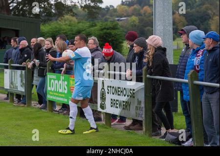 GUILSFIELD, WALES - 23 October 2021: JD Cymru North league fixture between Guilsfield FC & Colwyn Bay FC, Clos Mytton Stadium, Guilsfield, Wales, 23rd Stock Photo