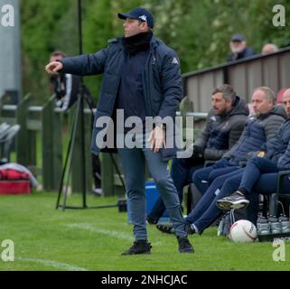 GUILSFIELD, WALES - 23 October 2021: JD Cymru North league fixture between Guilsfield FC & Colwyn Bay FC, Clos Mytton Stadium, Guilsfield, Wales, 23rd Stock Photo