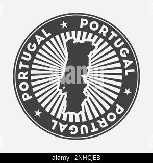 Portugal round logo. Vintage travel badge with the circular name and map of the country, vector illustration. Stock Vector