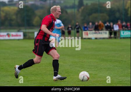 GUILSFIELD, WALES - 23 October 2021: JD Cymru North league fixture between Guilsfield FC & Colwyn Bay FC, Clos Mytton Stadium, Guilsfield, Wales, 23rd Stock Photo