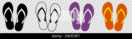Flip flops icons. Vector illustration isolated on transparent background Stock Vector