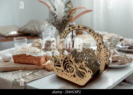 Easter Basket, Egg Holder, Laser Cut File, Easter Decoration. File used for creating an Easter basket using a laser cutting machine. Stock Vector