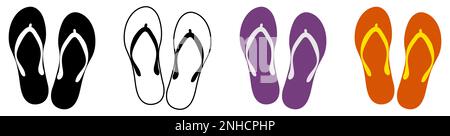 Set of flip flops icons. Vector illustration Stock Vector