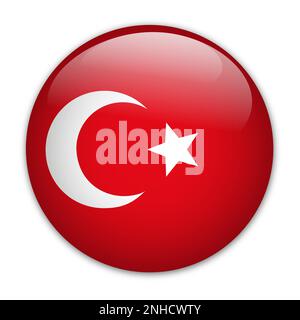 Turkey circle flag. Vector illustration Stock Vector