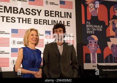 Berlin, Germany. 21st Feb, 2023. The US Embassy in Berlin has invited actresses and personalities from politics and business on February 21, 2023. US Ambassador Amy Gutmann was the host of the evening. The Ukrainian Ambassador to Germany also attended the event. A notable personality present was the film director, producer, and screenwriter Steven Spielberg. The event took place in reference to the Berlinale in Berlin. (Photo by Michael Kuenne/PRESSCOV/Sipa USA) Credit: Sipa USA/Alamy Live News Stock Photo