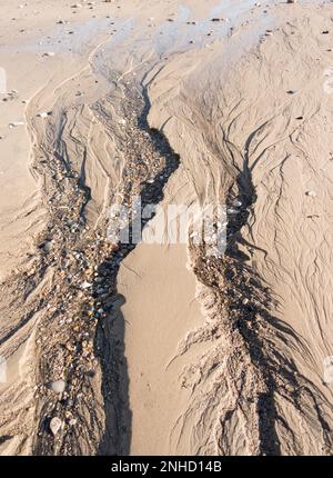 Abstract pattern in the sand on Seaham beach in Co. Durham, England, UK Stock Photo