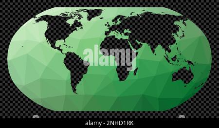 Transparent digital world map. Robinson projection. Polygonal map of the world on transparent background. Stencil shape geometric globe. Superb vector Stock Vector