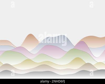 Abstract mountains background. Curved layers in soft colors. Papercut style hills. Artistic vector illustration. Stock Vector