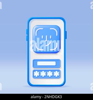 3D Face Recognition Icon Stock Vector