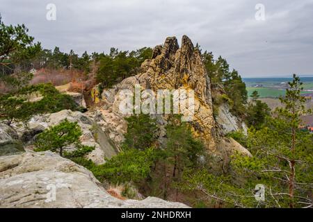 Pictures of the Devil's Wall near Blankenburg in the Harz Mountains Stock Photo