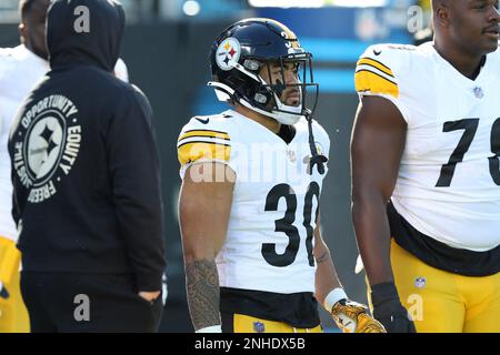 CHARLOTTE, NC - DECEMBER 18: Pittsburgh Steelers running back Jaylen Warren  (30) during an NFL