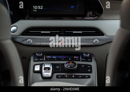 Warning button in a car. Car emergency stop button. Stock Photo