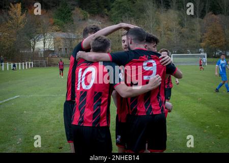 Abertillery, Wales 13 November 2021. Ardal Leagues South East match between Abertillery Bluebirds and Goytre AFC. Credit: Will Cheshire Stock Photo