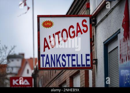 Autogas filling station, Residenzstrasse, Reinickendorf, Berlin, Germany Stock Photo