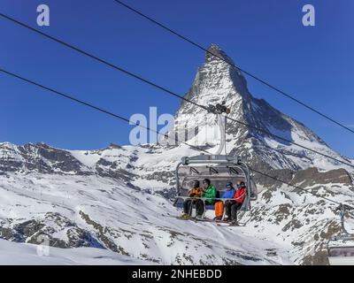 Matterhorn, Gifthittli cable car, Valais, Switzerland Stock Photo