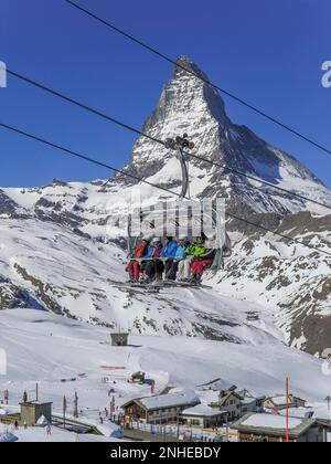 Matterhorn, Gifthittli cable car, Valais, Switzerland Stock Photo