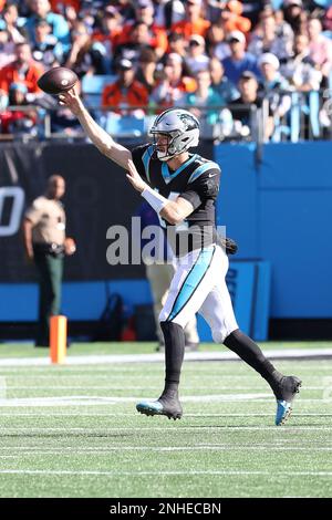 CHARLOTTE, NC - NOVEMBER 27: Carolina Panthers defensive tackle Daviyon  Nixon (54) during an NFL football game between the Denver Broncos and the Carolina  Panthers on November 27, 2022, at Bank of