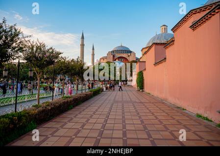 istanbul turkey 8 november 2021 : Hagia Sophia, one of the symbols of Istanbul , The view of the historical Hagia Sophia from Sultan Ahmet Square. Hig Stock Photo