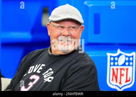 Tampa Bay Buccaneers wide receivers coach Kevin Garver wears a Love for  Damar shirt in honor of injured Buffalo Bills player Damar Hamlin before  an NFL football game against the Atlanta Falcons