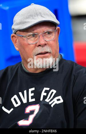 Tampa Bay Buccaneers wide receivers coach Kevin Garver wears a Love for  Damar shirt in honor of injured Buffalo Bills player Damar Hamlin before  an NFL football game against the Atlanta Falcons