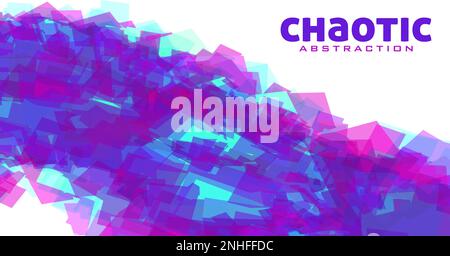 Blue violet chaotic dynamic abstraction on white background. Geometric textured vector graphic template Stock Vector