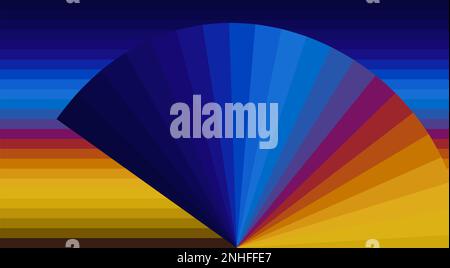 Geomety of colour. Multicolored background with gradient color stripes and sector of semicircle. Colorful geometric pattern Stock Vector