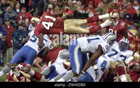 49ERS KIRBY3/C/16DEC98/SP/MAC 49ers v. Detroit Lions. 49er running back 41-  terry Kirby launches himself into the endzone for a second quarter score.  by Michael Macor/The Chronicle (MICHAEL MACOR/San Francisco Chronicle via AP