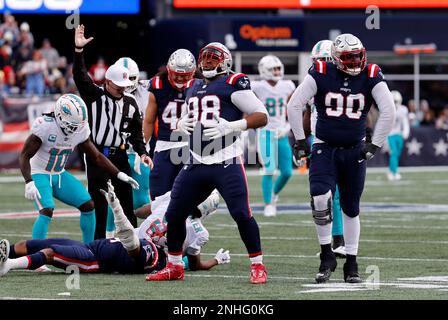 FOXBOROUGH, MA - JANUARY 01: New England Patriots defensive back Tae Hayes ( 39) during a game between the New England Patriots and the Miami Dolphins  on January 1, 2023, at Gillette Stadium