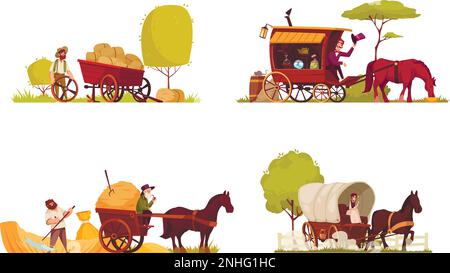 A farmer riding horse cart illustration Stock Vector Image & Art - Alamy