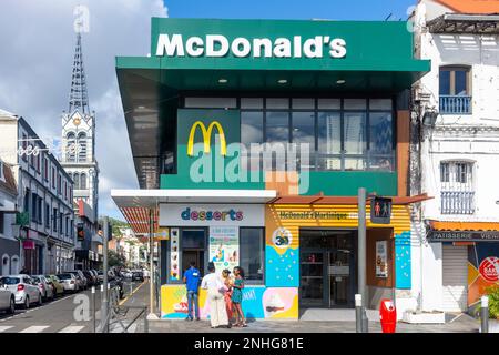 McDonald's fast-food restaurant, Rue Victor Hugo, Fort-de-France, Martinique, Lesser Antilles, Caribbean Stock Photo