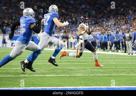 January 8, 2023: Detroit Lions defensive end Aidan Hutchinson (97) sacks  Green Bay Packers quarterback Aaron Rodgers (12) during a football game in  Green Bay, Wisconsin. Kirsten Schmitt/Cal Sport Media/Sipa USA(Credit  Image: ©