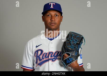 Texas Rangers' Jose Leclerc throws to the New York Yankees during a  baseball game, Thursday, April 27, 2023, in Arlington, Texas. (AP  Photo/Tony Gutierrez Stock Photo - Alamy