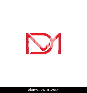 letter dm red linked geometric line logo vector Stock Vector