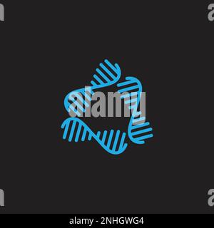triangle dna chain simple symbol logo vector Stock Vector