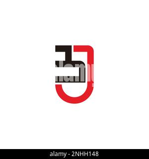 letter bj simple geometric badge logo vector Stock Vector