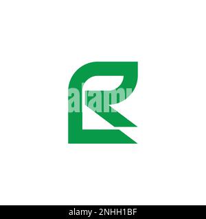 letter rl simple geometric green leaf logo vector Stock Vector