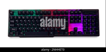 Modern mechanical RGB keyboard isolated on white Stock Photo