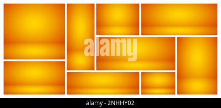 Empty orange studio abstract backgrounds with spotlight effect. Product showcase backdrop. Stage lighting. Vector illustration Stock Vector